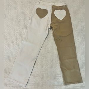 SHEIN Heart Back Two Tone Jeans